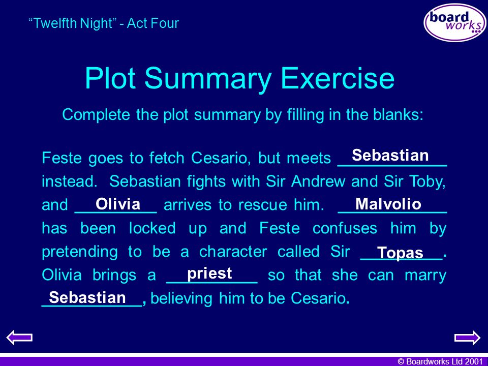A plot overview of the story of twelfth night